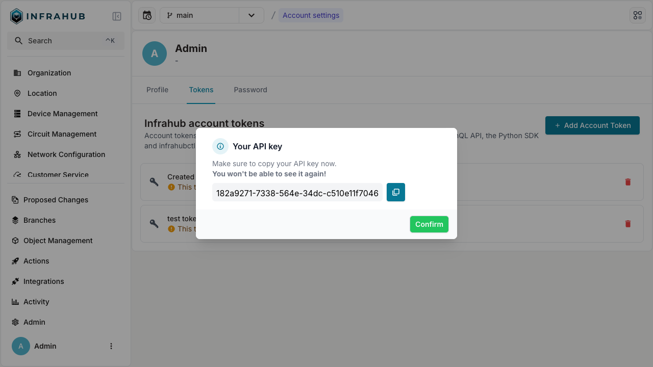 Copy API Token